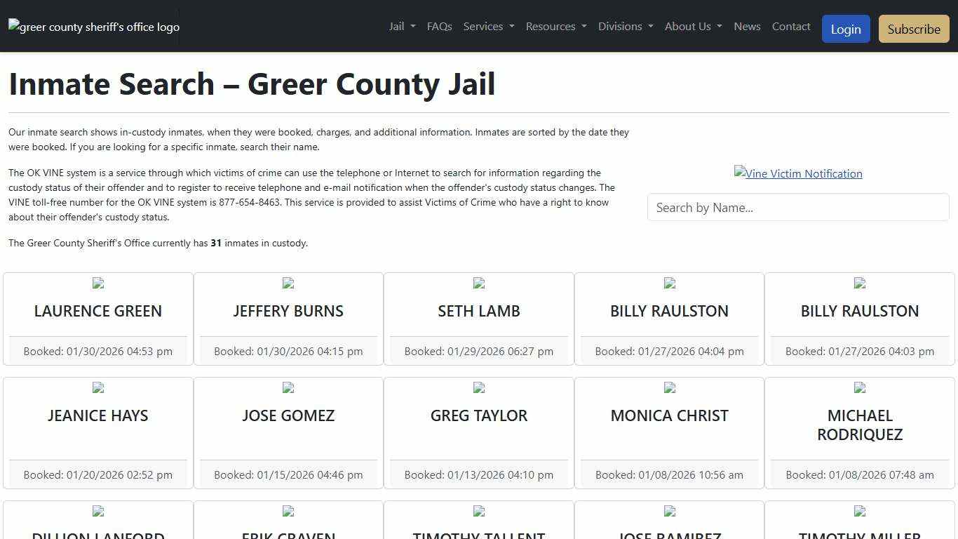 Inmate Search Greer County Sheriff's Office
